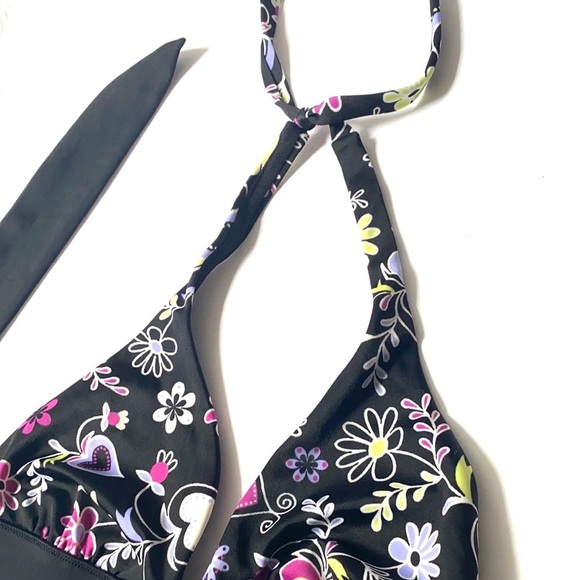 VS Floral Black halter boho bikini top only, Sz S - Picture 7 of 8
